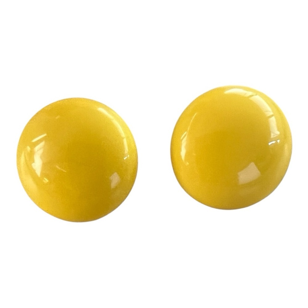 Bright Yellow Vintage Button Earrings